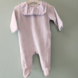 Jacadi Paris Light Blue Anchor Print Footed Onesie